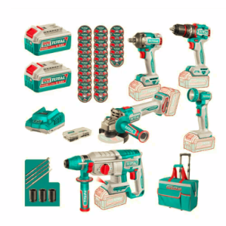 Kit Taladro + Llave de Impacto + Esmeril + Rotomartillo + Lampara