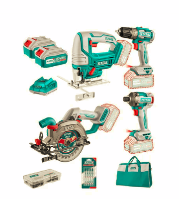 Kit 20V Taladro + Atornillador Impacto + Sierras