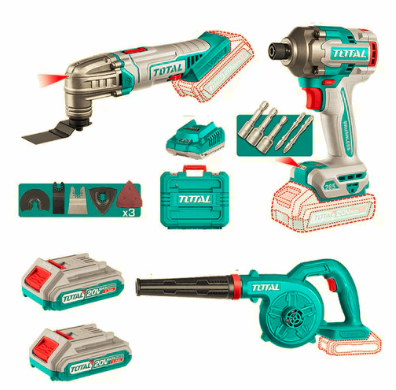 Kit Atornillador de Impacto 285Nm + Soplador 20V + Herramienta Multiuso 20V