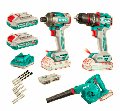 Kit Inal Taladro 76Nm+ Atornillador Imp 285Nm + Soplador 20V