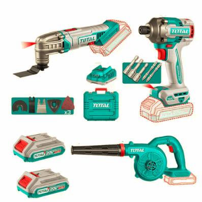 Kit Atornillador de Impacto 285Nm + Soplador 20V + Herramienta Multiuso 20V